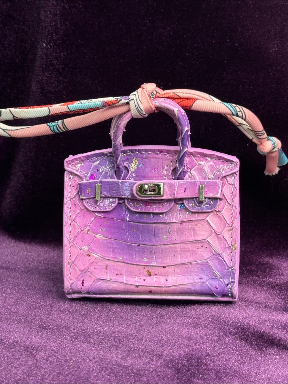 ombré mini bag charm, glitter detail